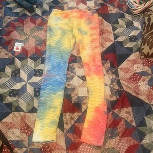 the famous tiktok leggings worn a few times they look brand new multi color